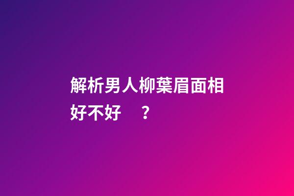 解析男人柳葉眉面相好不好？